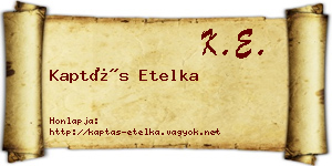 Kaptás Etelka névjegykártya